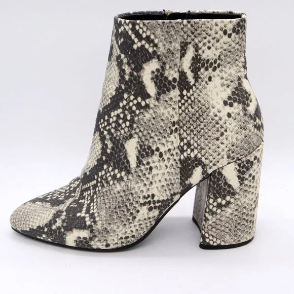 Steve Madden Snakeskin Print Ankle Booties Block Heel Side Zip Womens Sz 7.5 - Picture 6 of 10